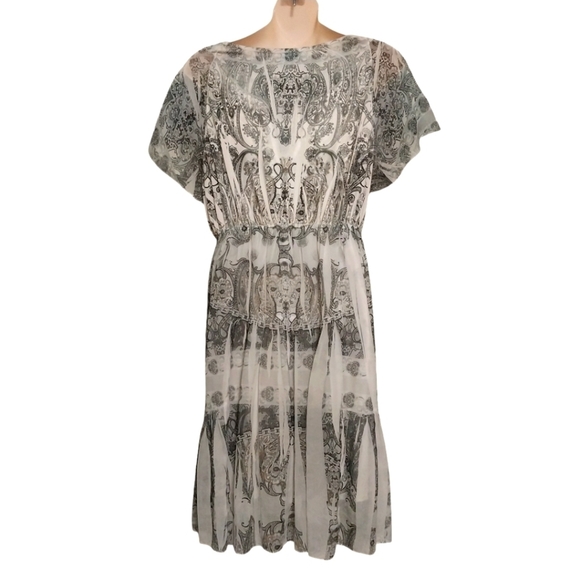 One World Gray Paisley Boho Dress Sz M - Picture 4 of 5